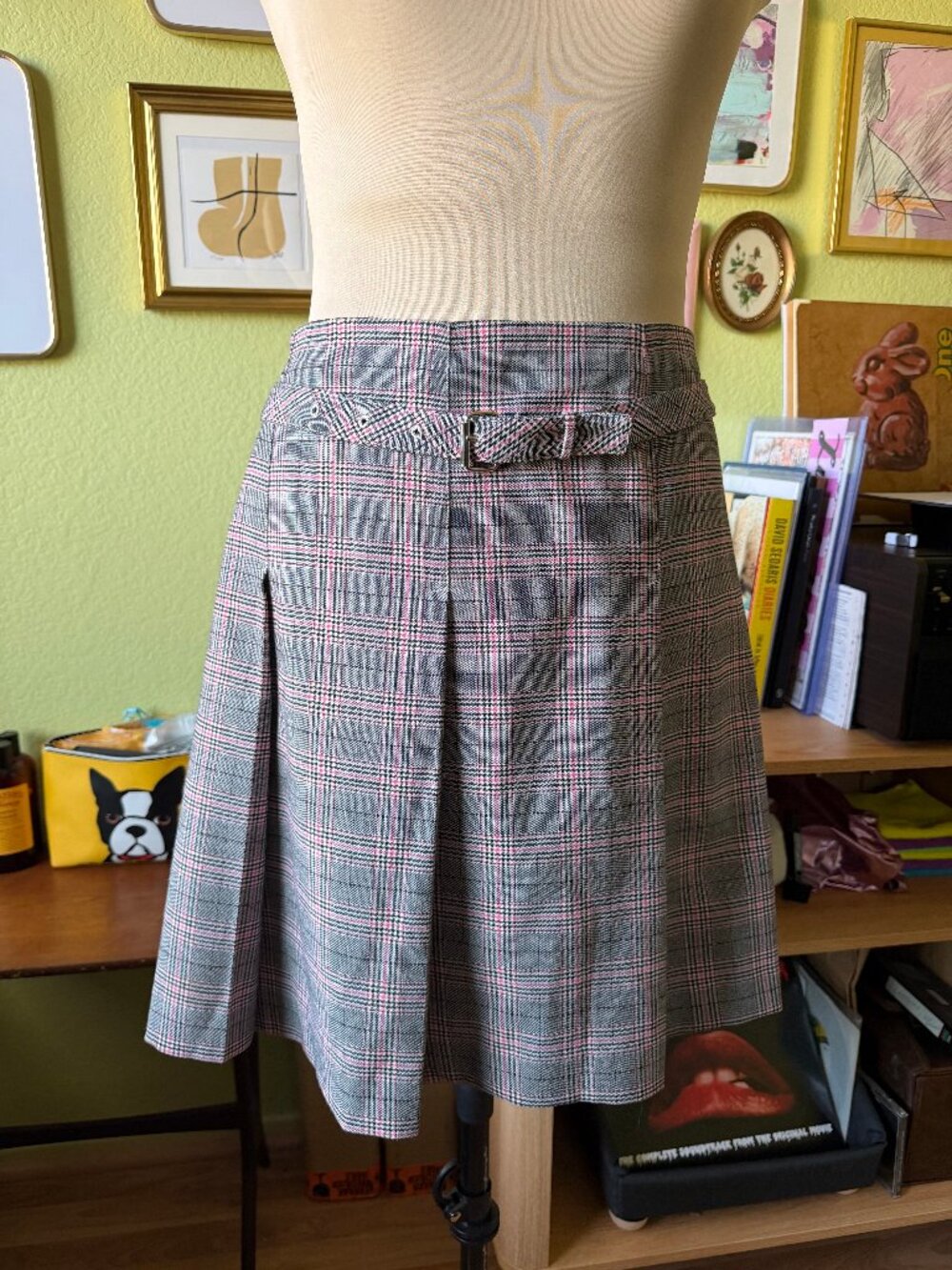 Izod XFG Golf Skort Size 14 Black Pink Plaid Pleated Stretch Lined Skirt